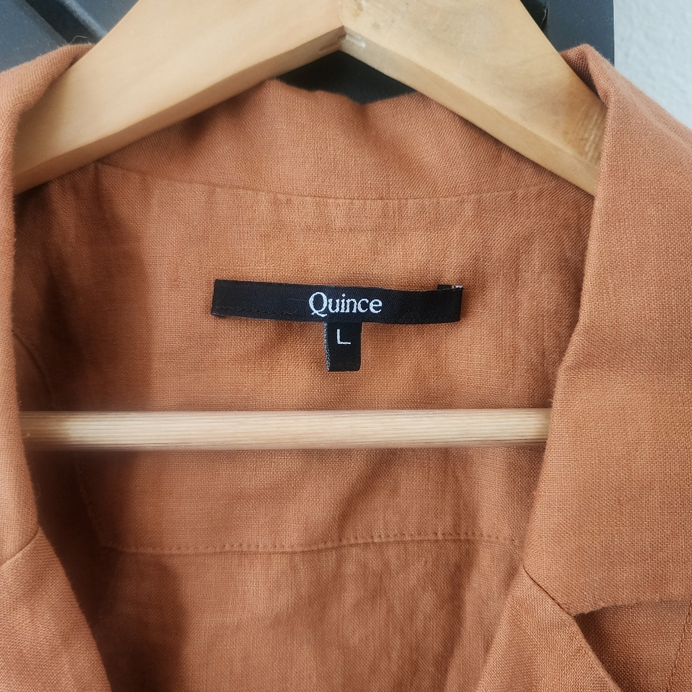 Discontinued Quince 100% European Linen Button Up Shirt - Terracotta Size Large - Picture 3 of 5